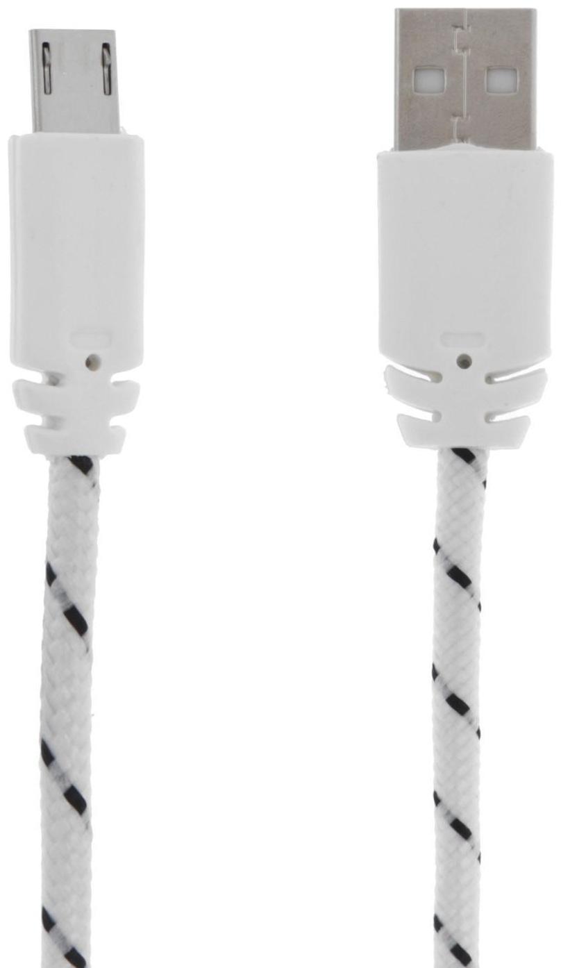 Кабель LuazON, microUSB - USB, 1 А, 0,9 м, оплётка нейлон, белый