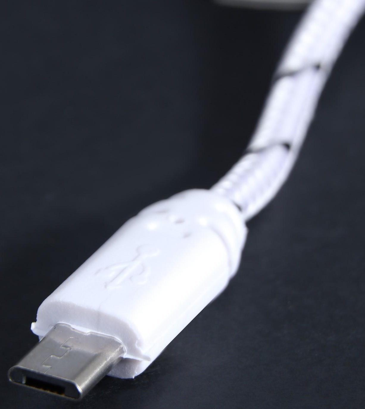Кабель LuazON, microUSB - USB, 1 А, 0,9 м, оплётка нейлон, белый