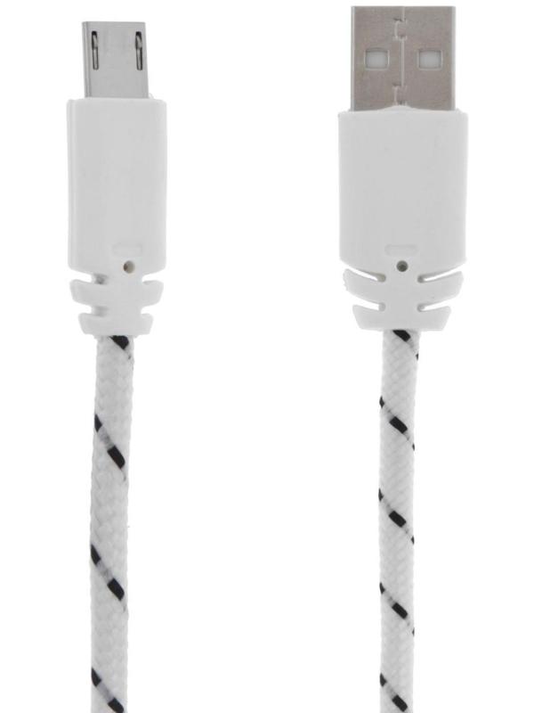 Кабель LuazON, microUSB - USB, 1 А, 0,9 м, оплётка нейлон, белый