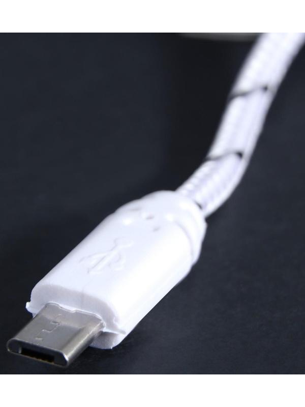 Кабель LuazON, microUSB - USB, 1 А, 0,9 м, оплётка нейлон, белый