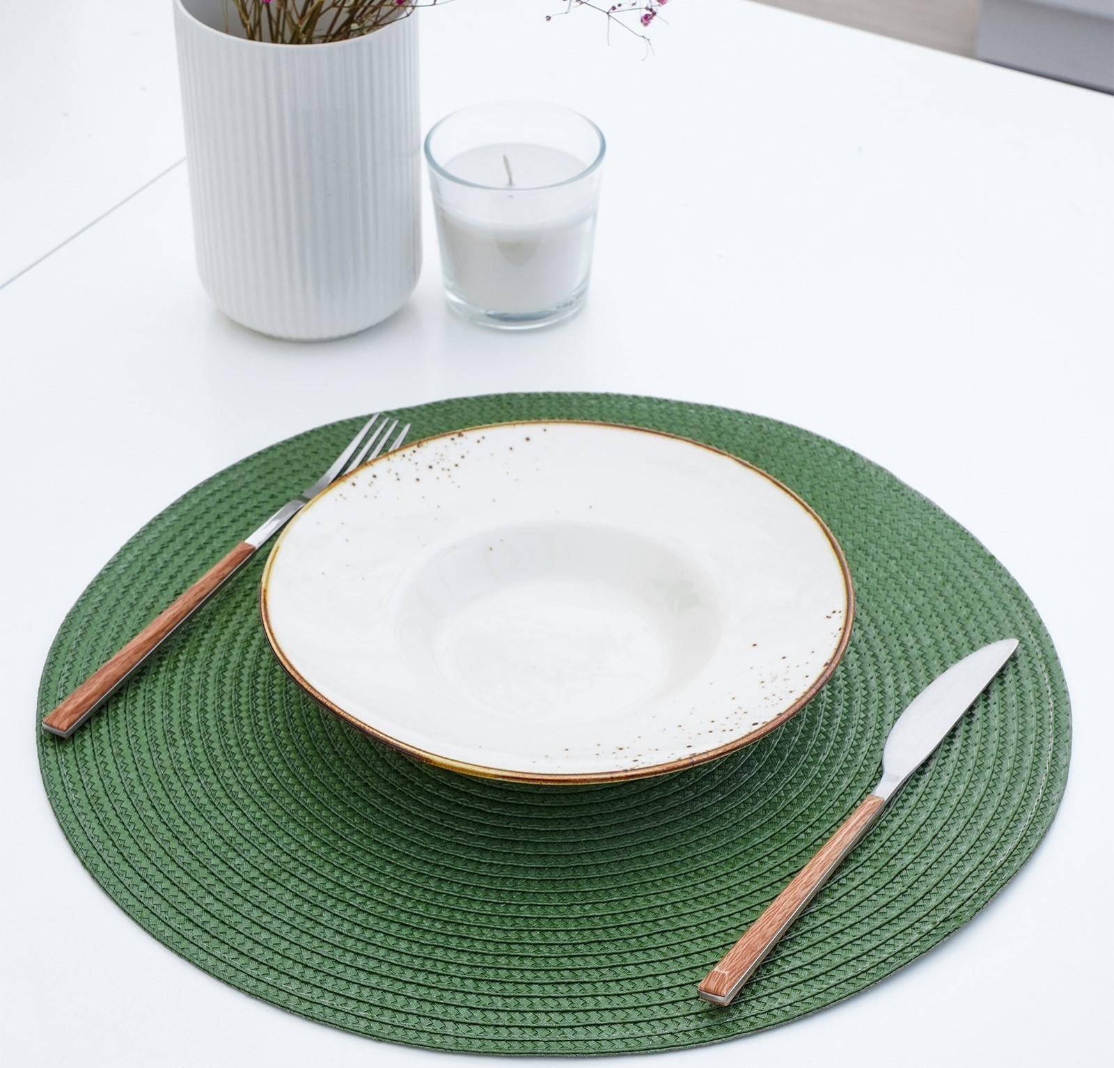 Салфетка сервировочная на стол «Лофт», d=38 см, цвет зелёный