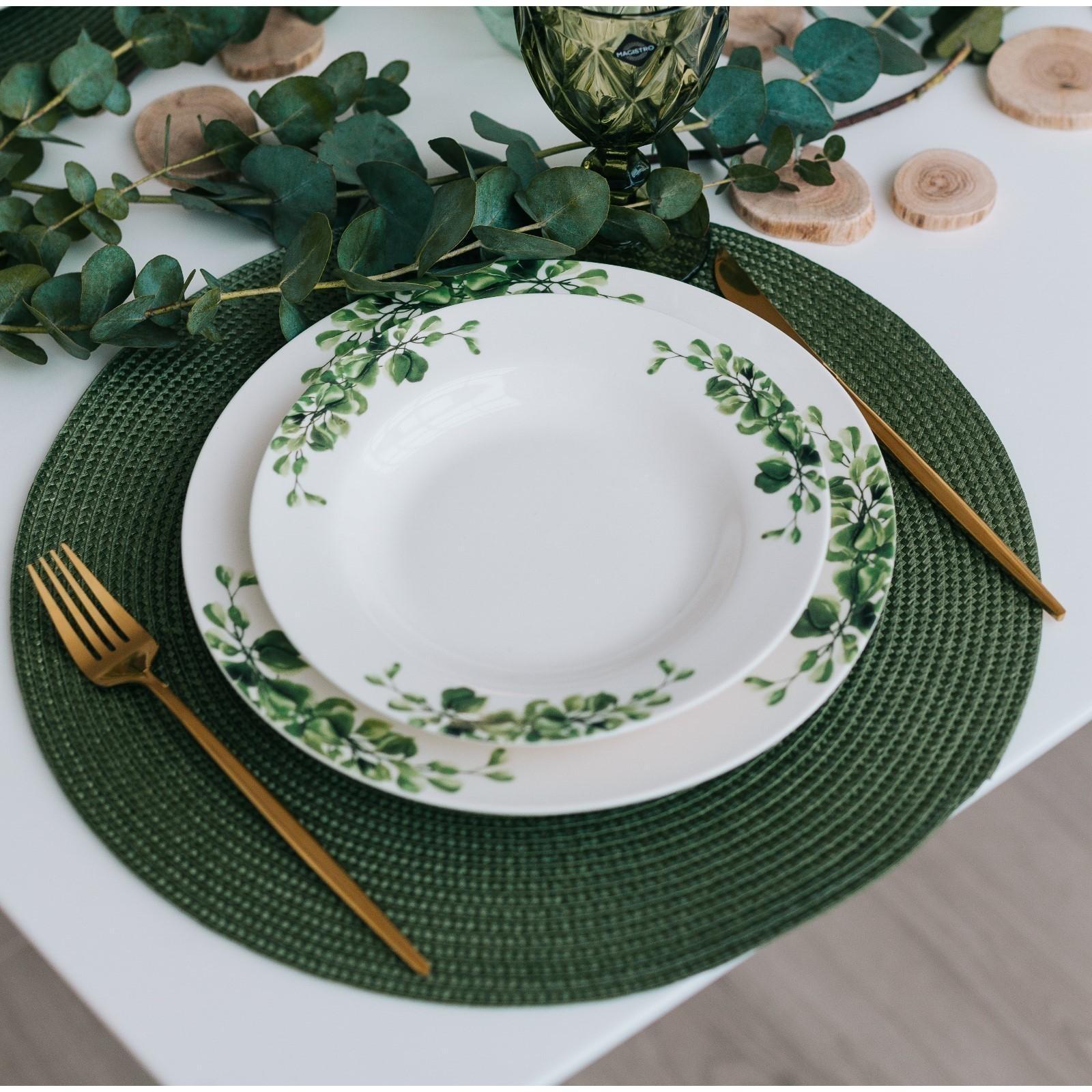 Салфетка сервировочная на стол «Лофт», d=38 см, цвет зелёный