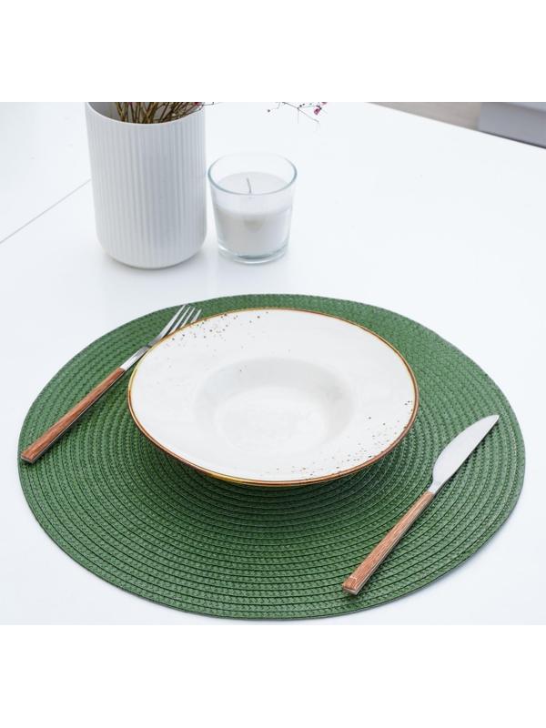 Салфетка сервировочная на стол «Лофт», d=38 см, цвет зелёный