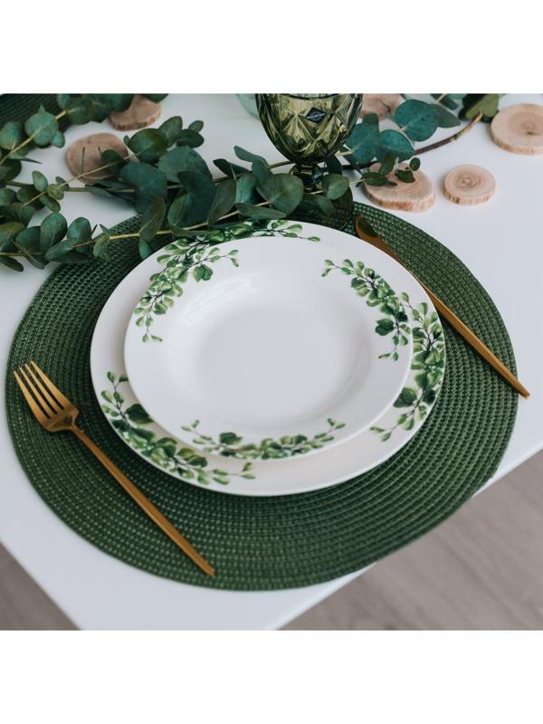 Салфетка сервировочная на стол «Лофт», d=38 см, цвет зелёный
