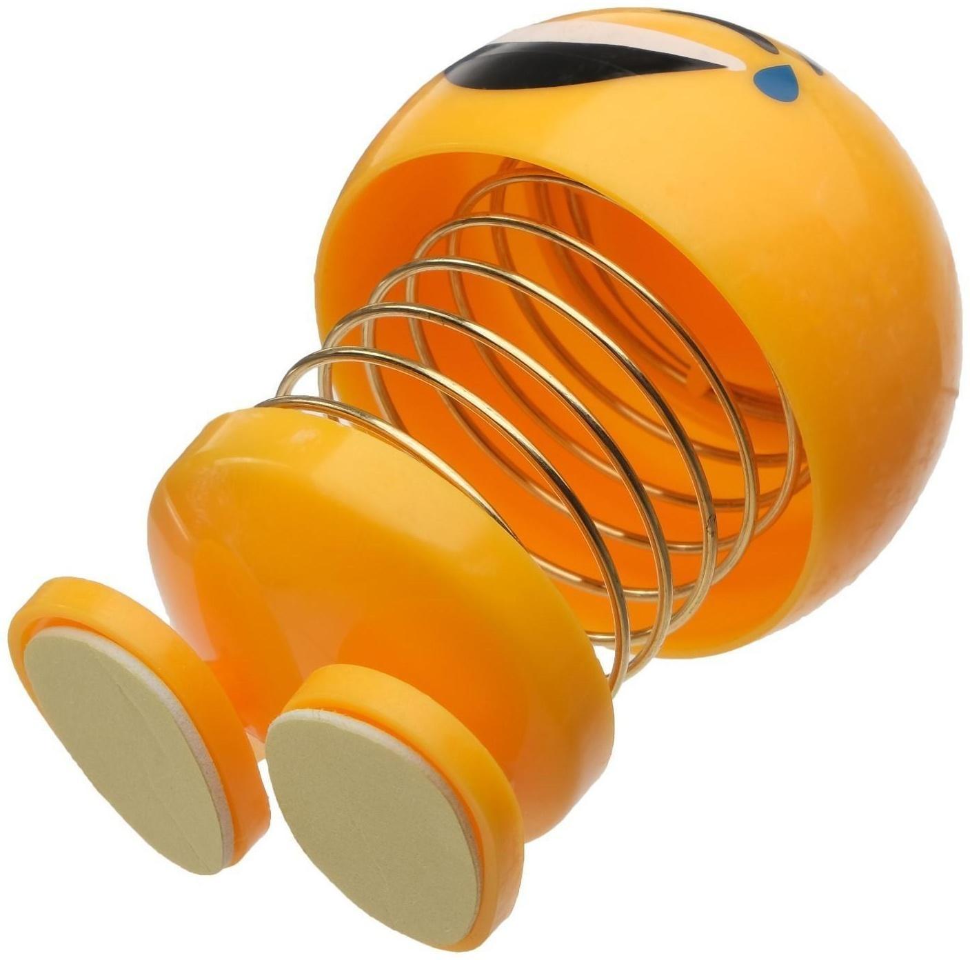 Смайл на пружинке, на панель в авто, смех, желтый