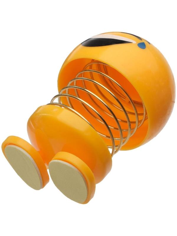 Смайл на пружинке, на панель в авто, смех, желтый