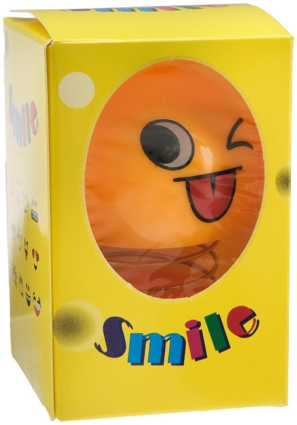 Смайл на пружинке, на панель в авто, подмигивает, желтый