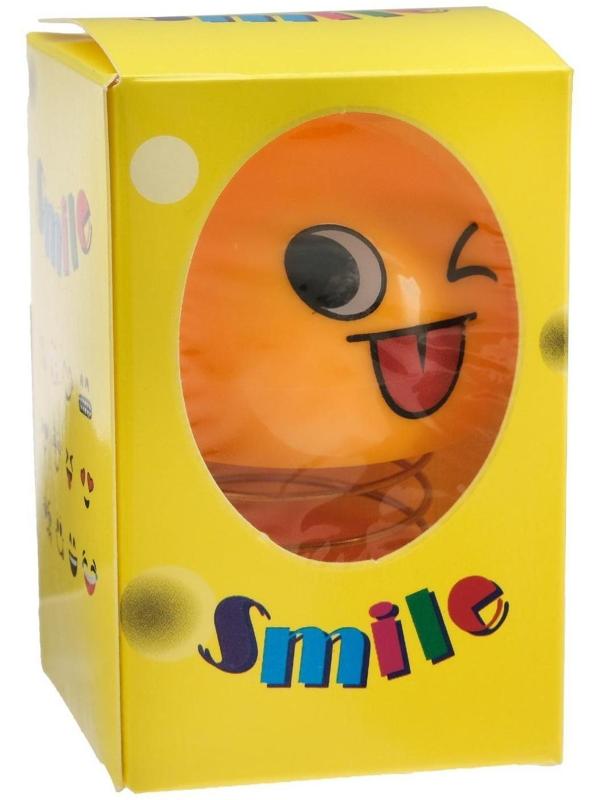 Смайл на пружинке, на панель в авто, подмигивает, желтый