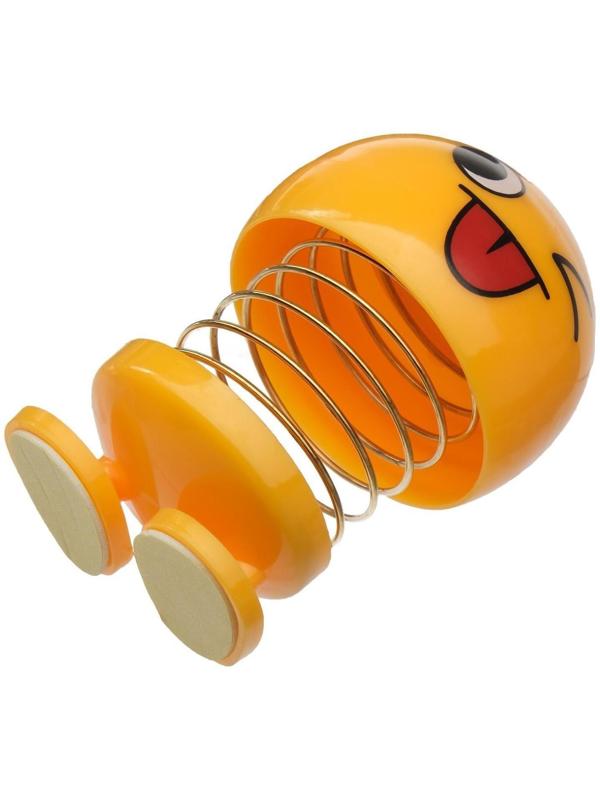 Смайл на пружинке, на панель в авто, подмигивает, желтый