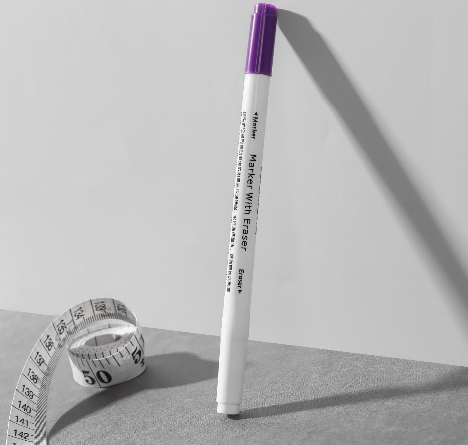 Маркер для ткани двусторонний, 16 см, самоисчезающий, удалитель чернил, цвет фиолетовый/белый