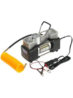 Компрессор TORSO, двухпоршневой, автомобильный 12В, 85 л/мин, сумка, серебристый