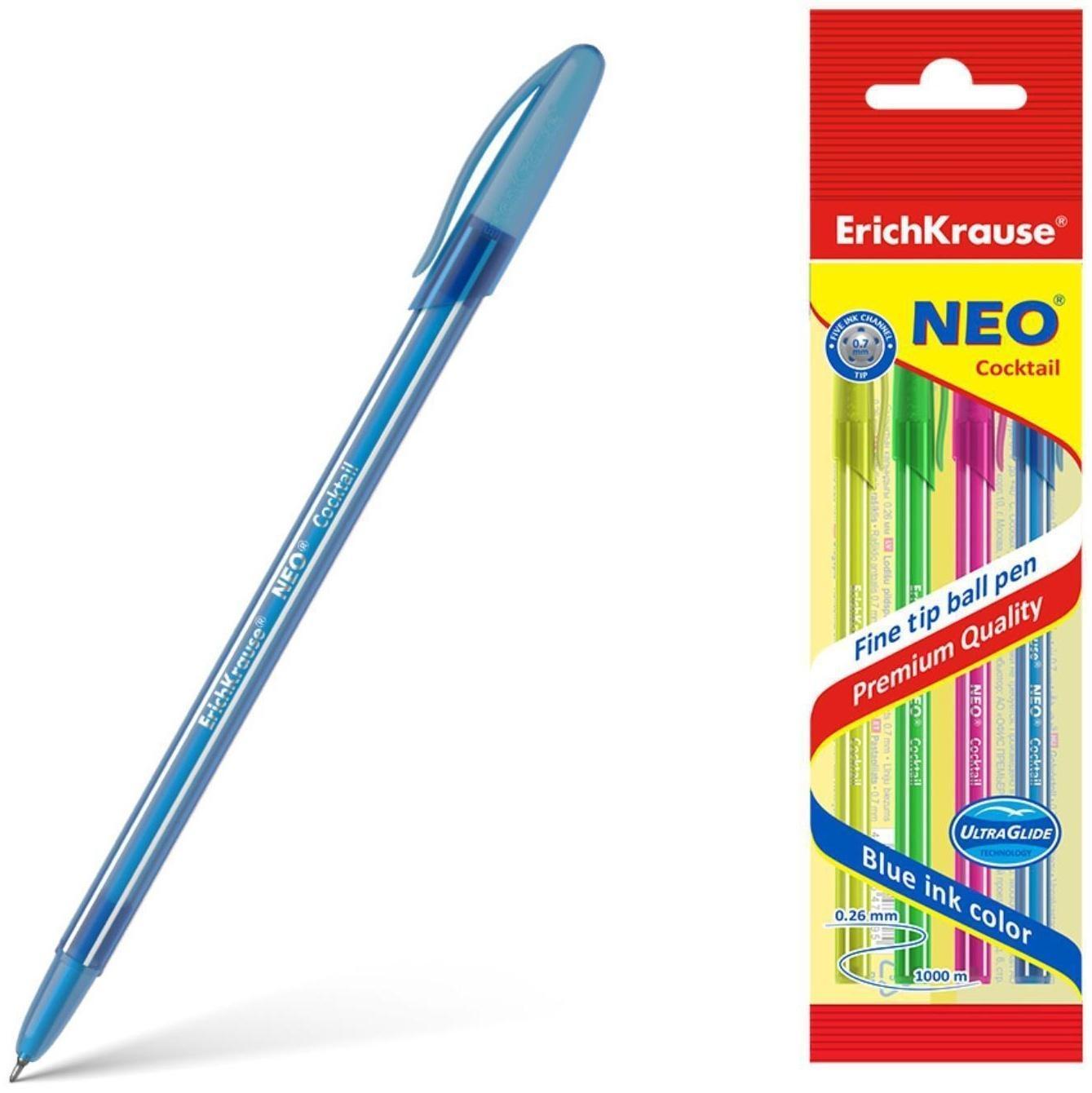 Набор ручка шариковая Erich Krause Neo Cocktail, синяя, микс