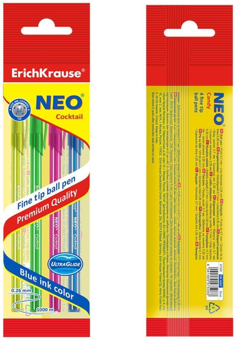 Набор ручка шариковая Erich Krause Neo Cocktail, синяя, микс