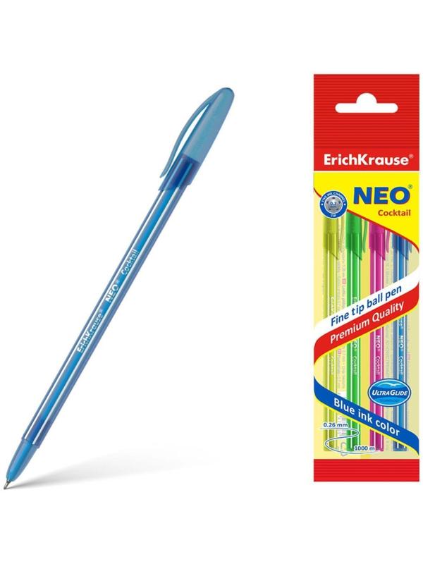 Набор ручка шариковая Erich Krause Neo Cocktail, синяя, микс