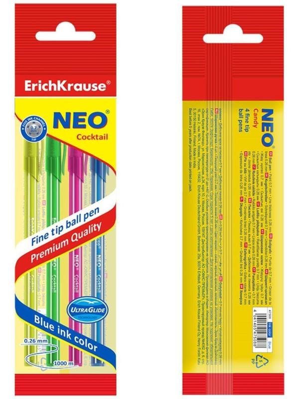 Набор ручка шариковая Erich Krause Neo Cocktail, синяя, микс