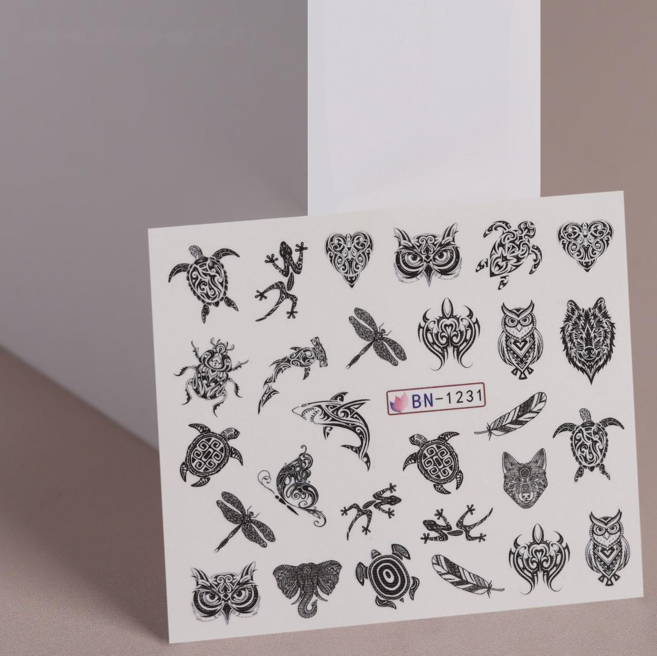 Слайдер - дизайн для ногтей «Tatoo print», фасовка 6 шт