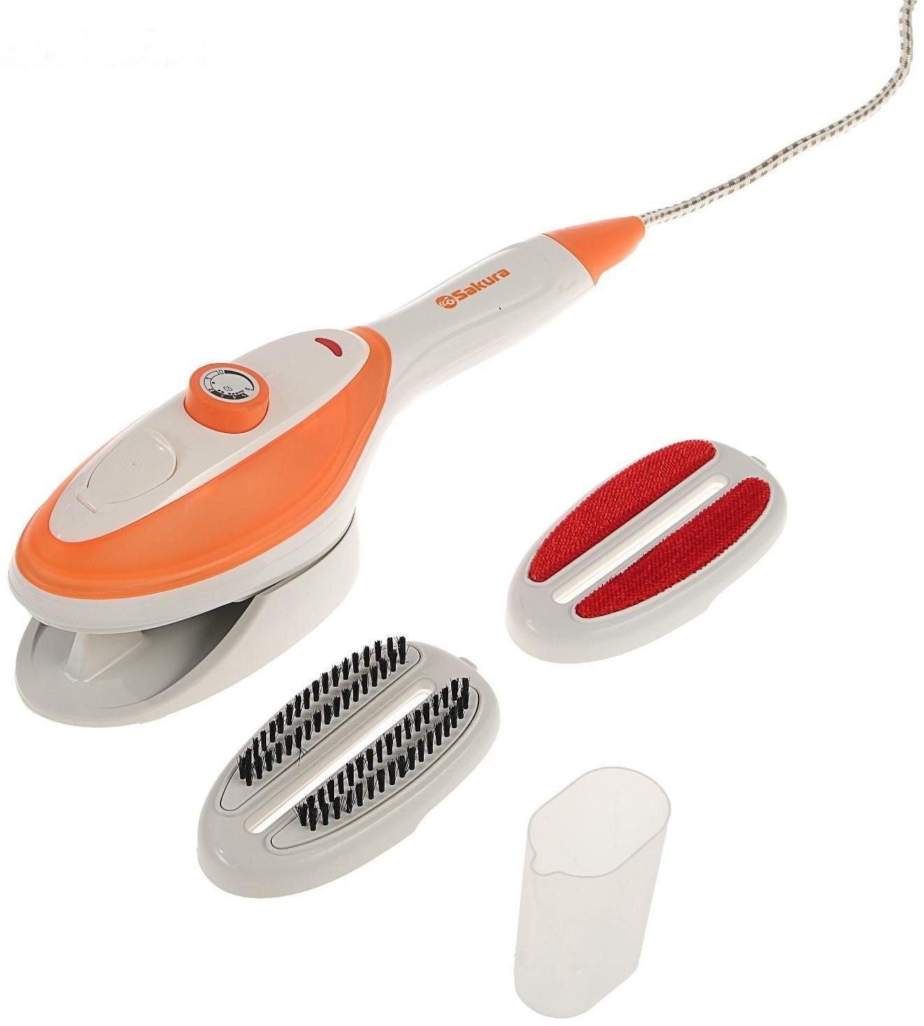 Отпариватель-щётка Sakura SA-3921AW, ручной, 1200 Вт, 3 режима, 2 насадки, 120 мл, 25 г/мин
