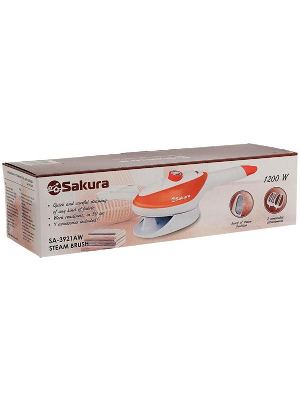 Отпариватель-щётка Sakura SA-3921AW, ручной, 1200 Вт, 3 режима, 2 насадки, 120 мл, 25 г/мин