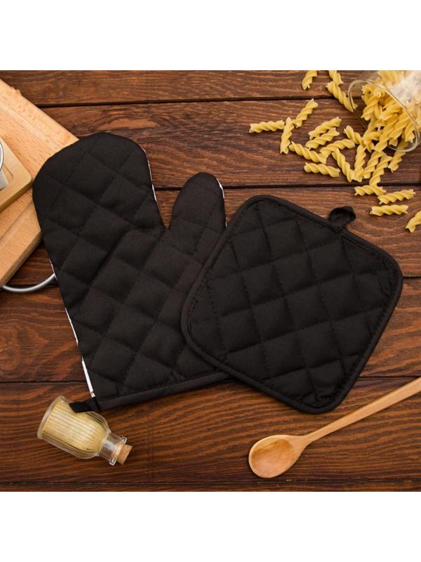 Кухонный набор (2 предмета) Этель LoveLife Happy, прихватка 17х17 см, рукавичка 26х16 см, 100% п/э