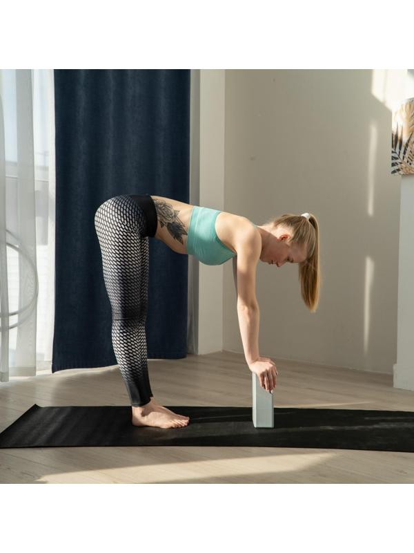 Блок для йоги 23 × 15 × 8 см, вес 180 г, цвет серый