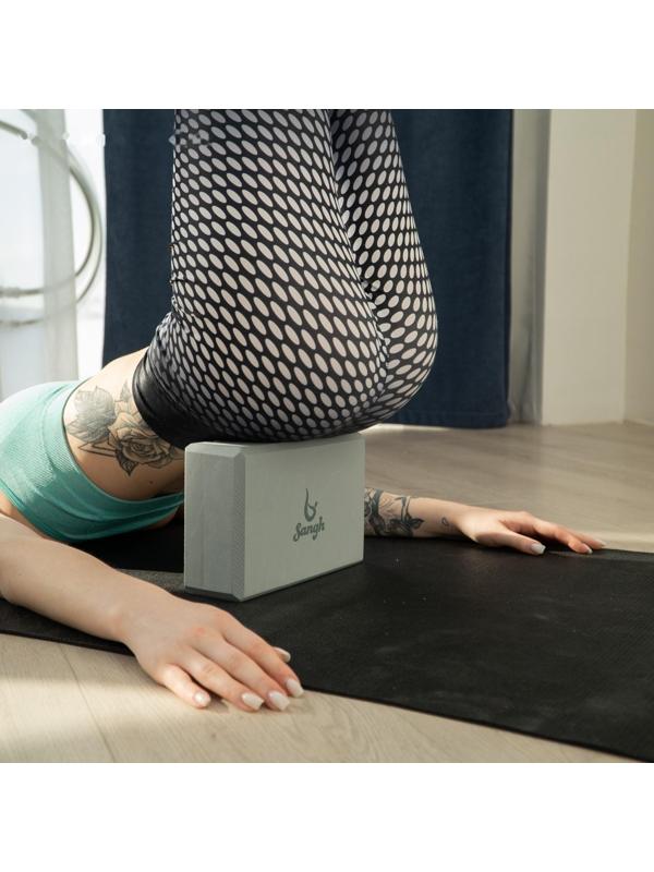 Блок для йоги 23 × 15 × 8 см, вес 180 г, цвет серый