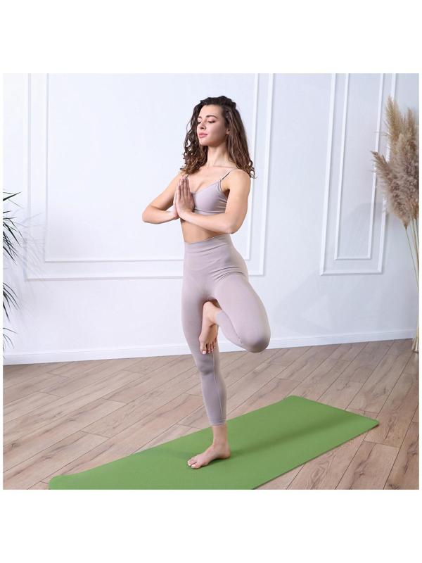 Коврик для йоги 183 × 61 × 0,6 см, двухцветный, цвет зелёный