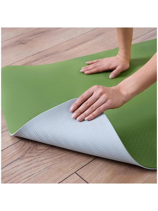 Коврик для йоги 183 × 61 × 0,6 см, двухцветный, цвет зелёный