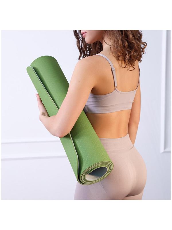 Коврик для йоги 183 × 61 × 0,6 см, двухцветный, цвет зелёный