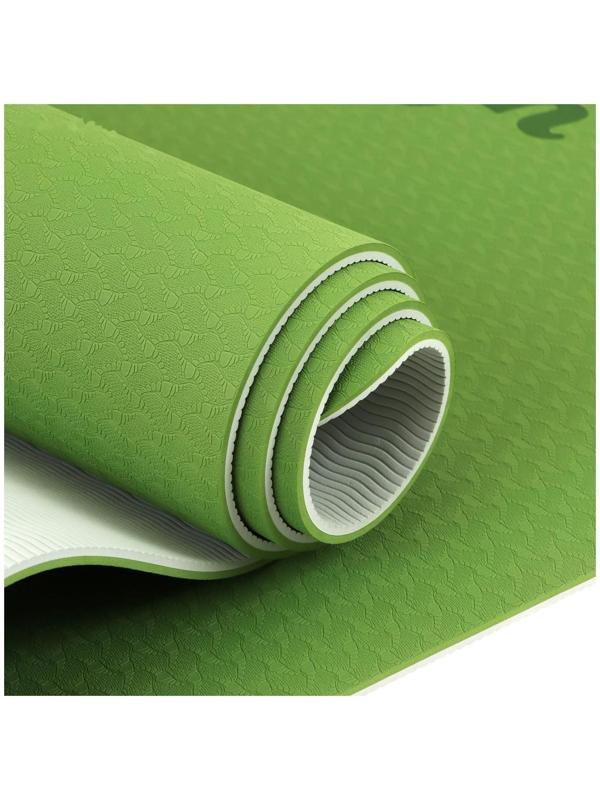 Коврик для йоги 183 × 61 × 0,6 см, двухцветный, цвет зелёный