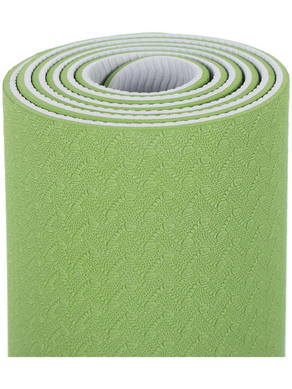 Коврик для йоги 183 × 61 × 0,6 см, двухцветный, цвет зелёный