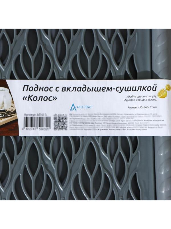 Поднос с вкладышем для сушки посуды «Колос», 45,5×36 см, цвет МИКС