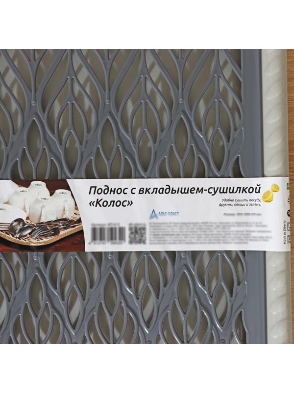 Поднос с вкладышем для сушки посуды «Колос», 45,5×36 см, цвет МИКС