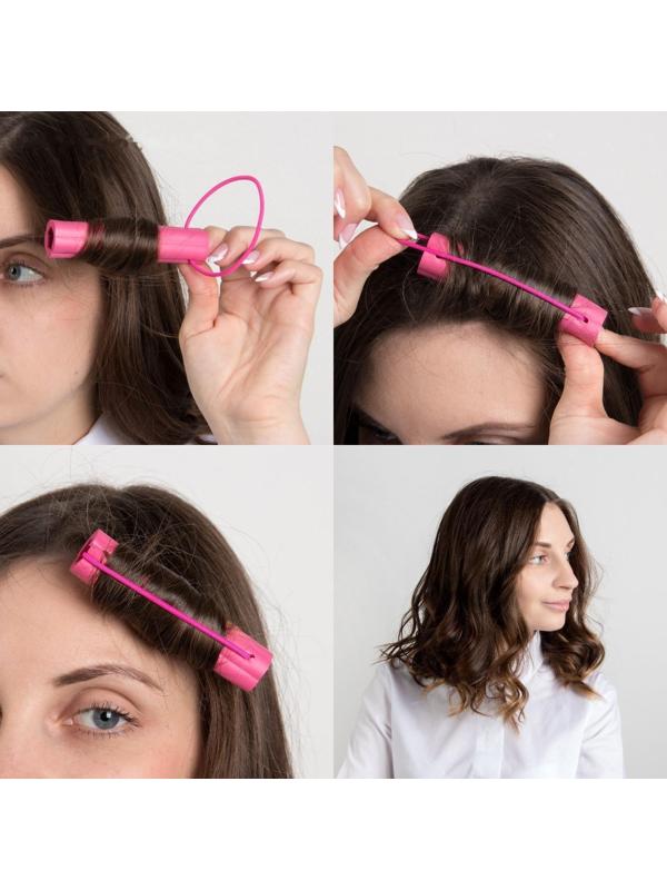 Бигуди на резинке, d = 2,3 см, 6 шт, цвет розовый