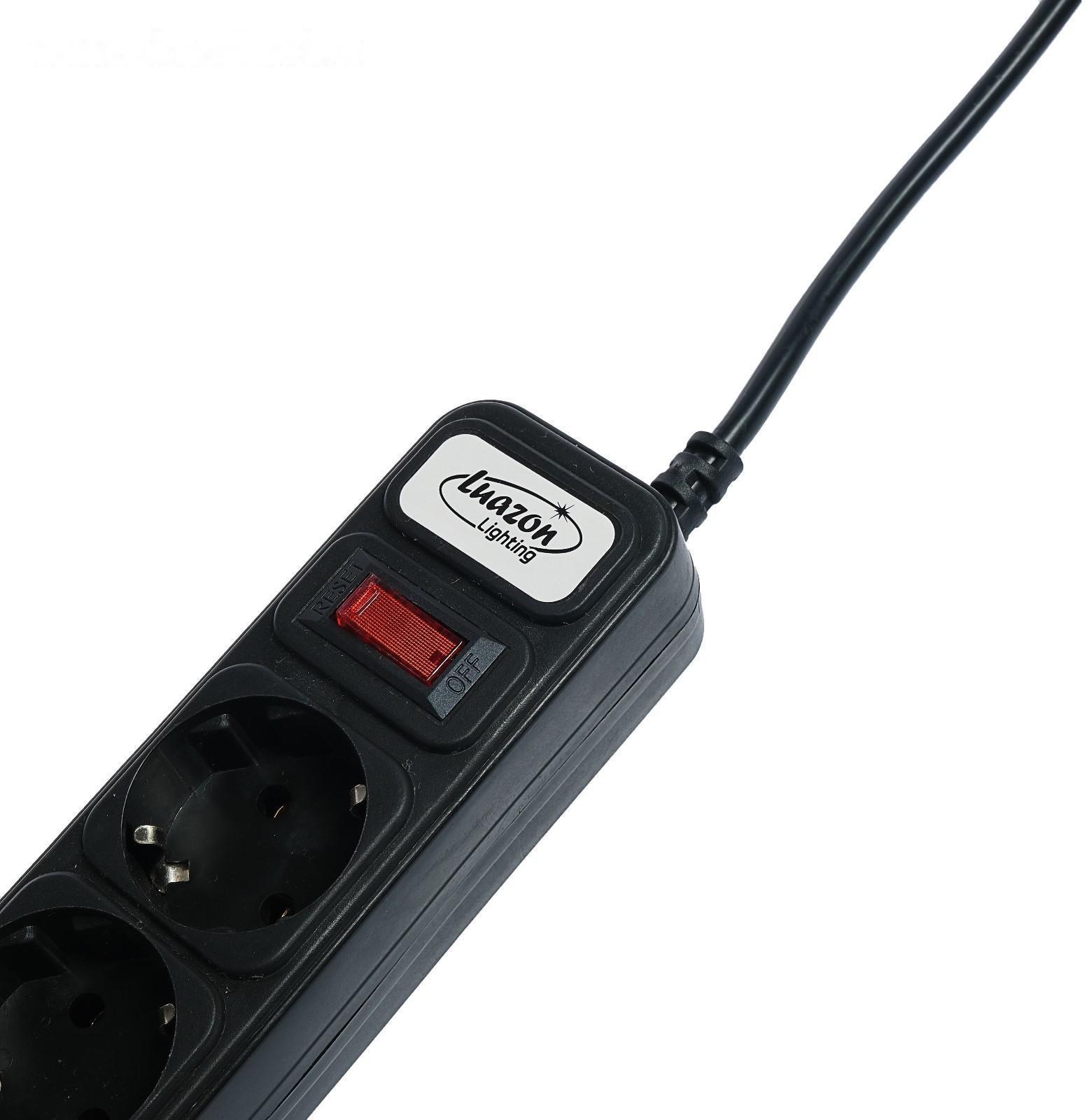 Сетевой фильтр Luazon Lighting, 5 розеток, 1.8 м, 2200 Вт, 3 х 0.75 мм2, 10 А, 220 В, черный