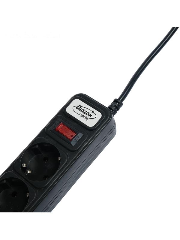 Сетевой фильтр Luazon Lighting, 5 розеток, 1.8 м, 2200 Вт, 3 х 0.75 мм2, 10 А, 220 В, черный