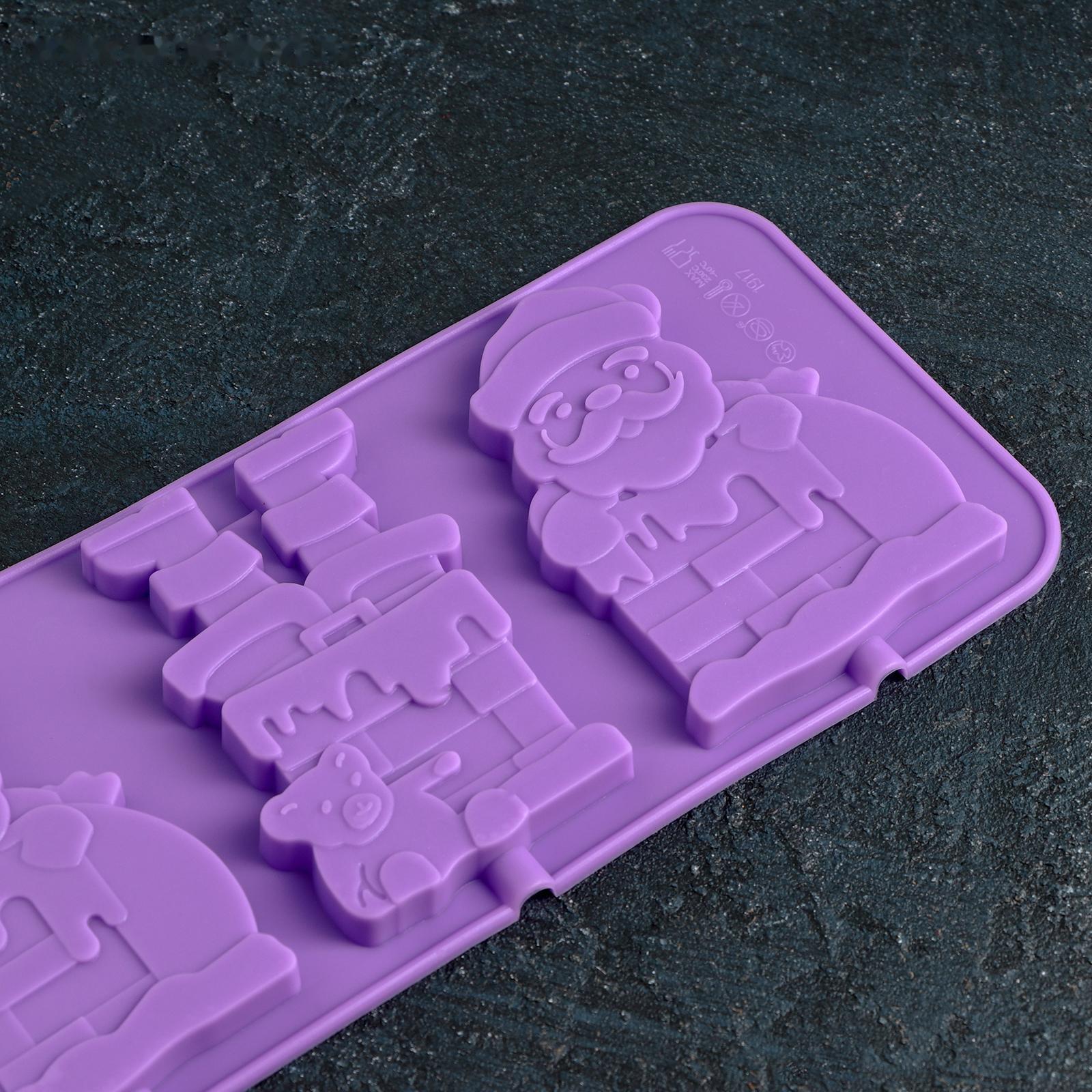 Форма для леденцов Доляна «Дед Мороз», 36×12 см, 4 ячейки, цвет МИКС