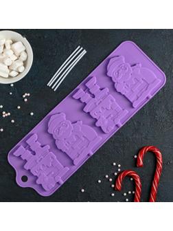 Форма для леденцов Доляна «Дед Мороз», 36×12 см, 4 ячейки, цвет МИКС