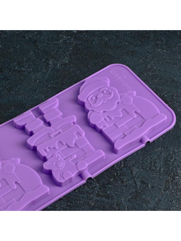 Форма для леденцов Доляна «Дед Мороз», 36×12 см, 4 ячейки, цвет МИКС