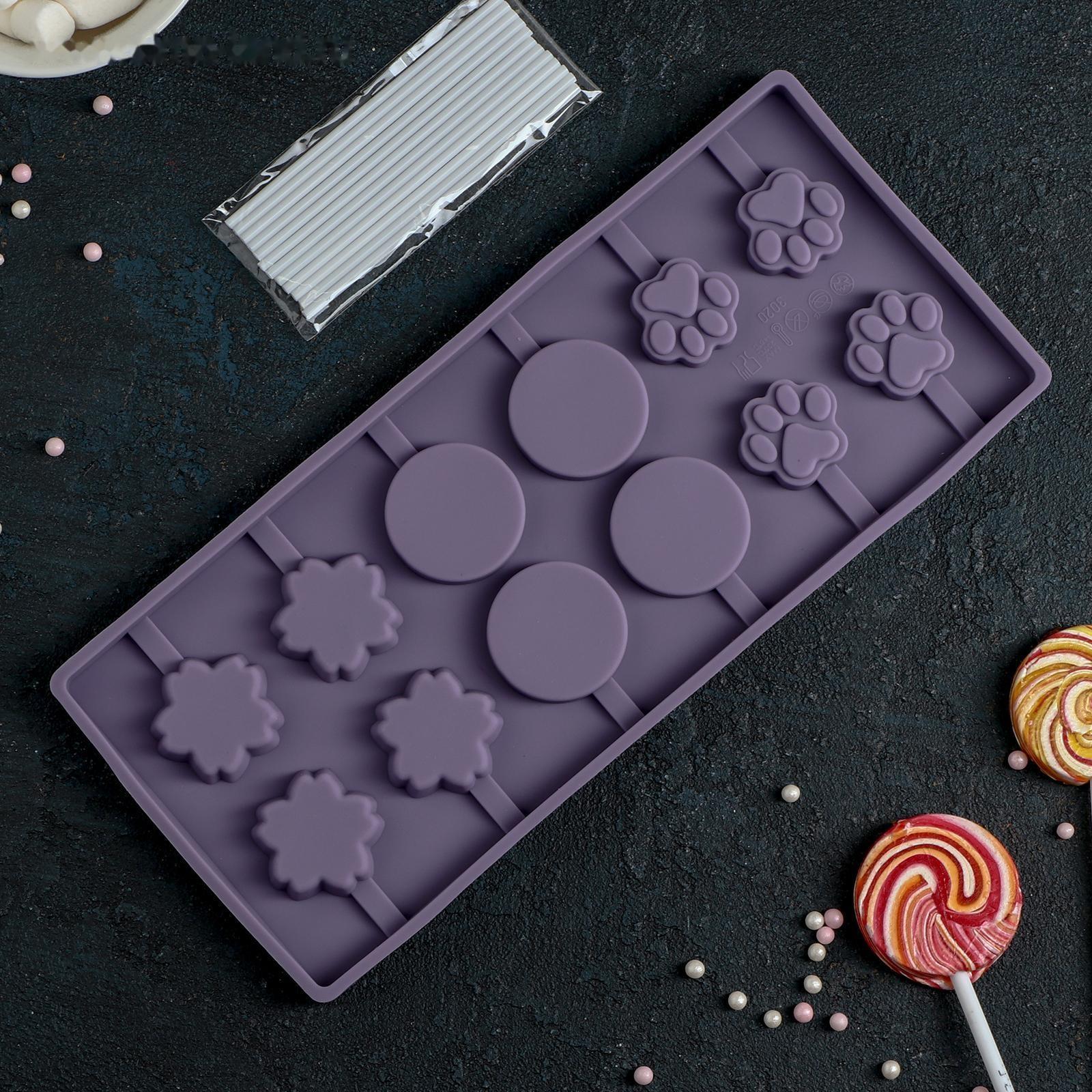 Форма для леденцов Доляна «Вкусная сладость», 26,5×11,5 см, 12 ячеек, цвет МИКС