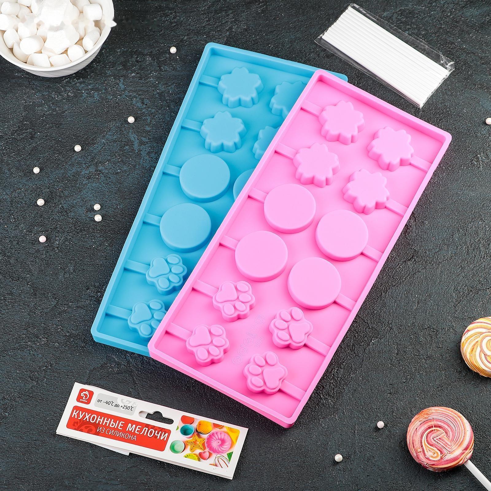 Форма для леденцов Доляна «Вкусная сладость», 26,5×11,5 см, 12 ячеек, цвет МИКС