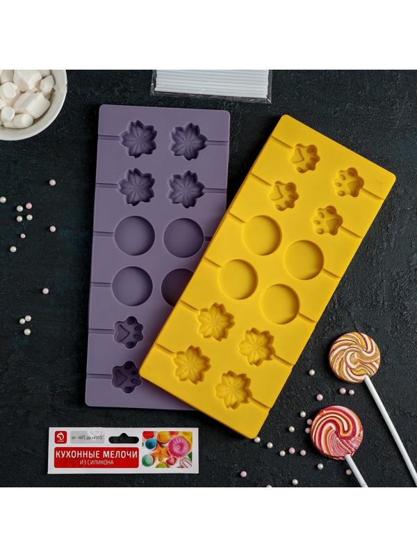 Форма для леденцов Доляна «Вкусная сладость», 26,5×11,5 см, 12 ячеек, цвет МИКС