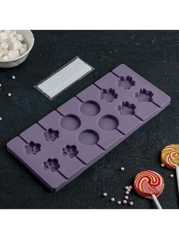 Форма для леденцов Доляна «Вкусная сладость», 26,5×11,5 см, 12 ячеек, цвет МИКС