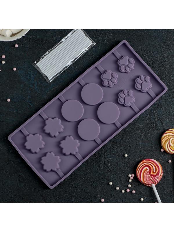 Форма для леденцов Доляна «Вкусная сладость», 26,5×11,5 см, 12 ячеек, цвет МИКС