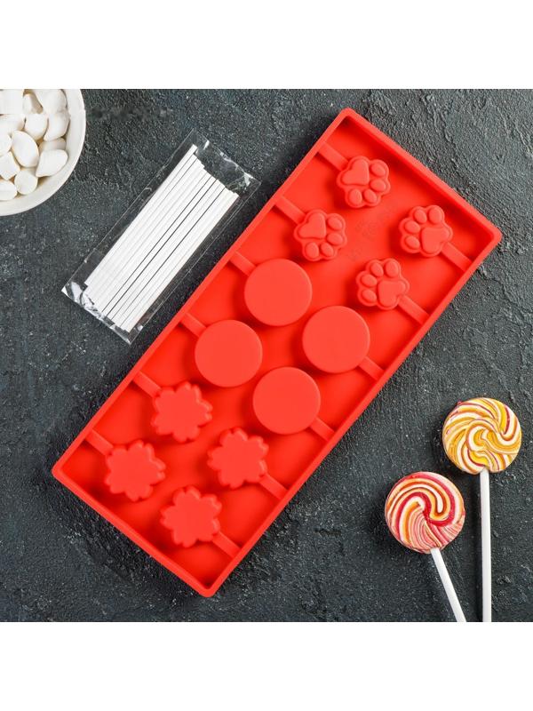 Форма для леденцов Доляна «Вкусная сладость», 26,5×11,5 см, 12 ячеек, цвет МИКС