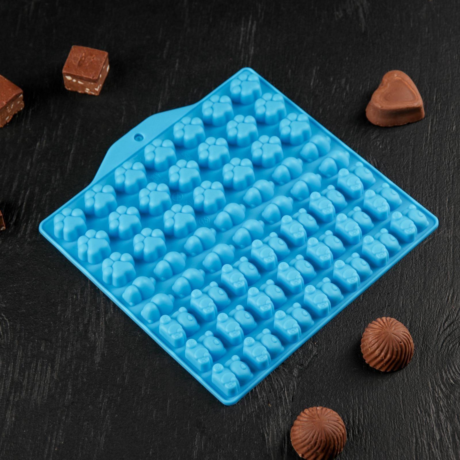 Форма для мармелада Доляна «Мяу», 17,5×18 см, 56 ячейки, цвет МИКС