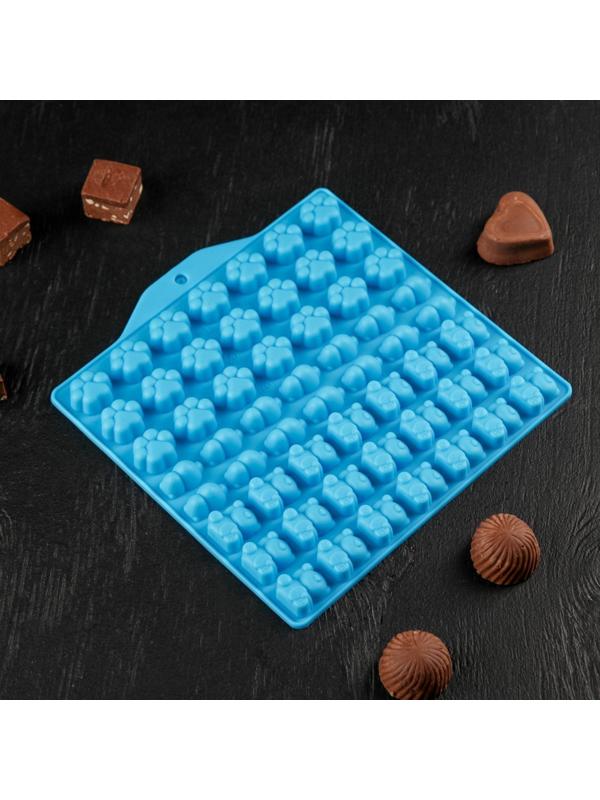 Форма для мармелада Доляна «Мяу», 17,5×18 см, 56 ячейки, цвет МИКС