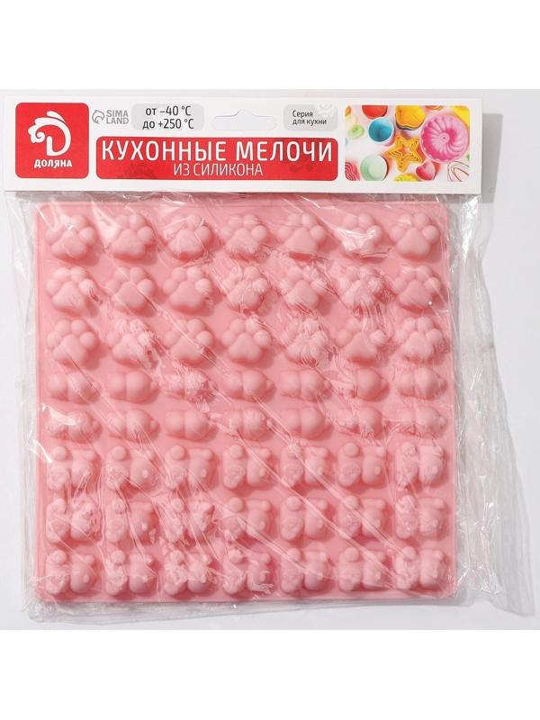 Форма для мармелада Доляна «Мяу», 17,5×18 см, 56 ячейки, цвет МИКС