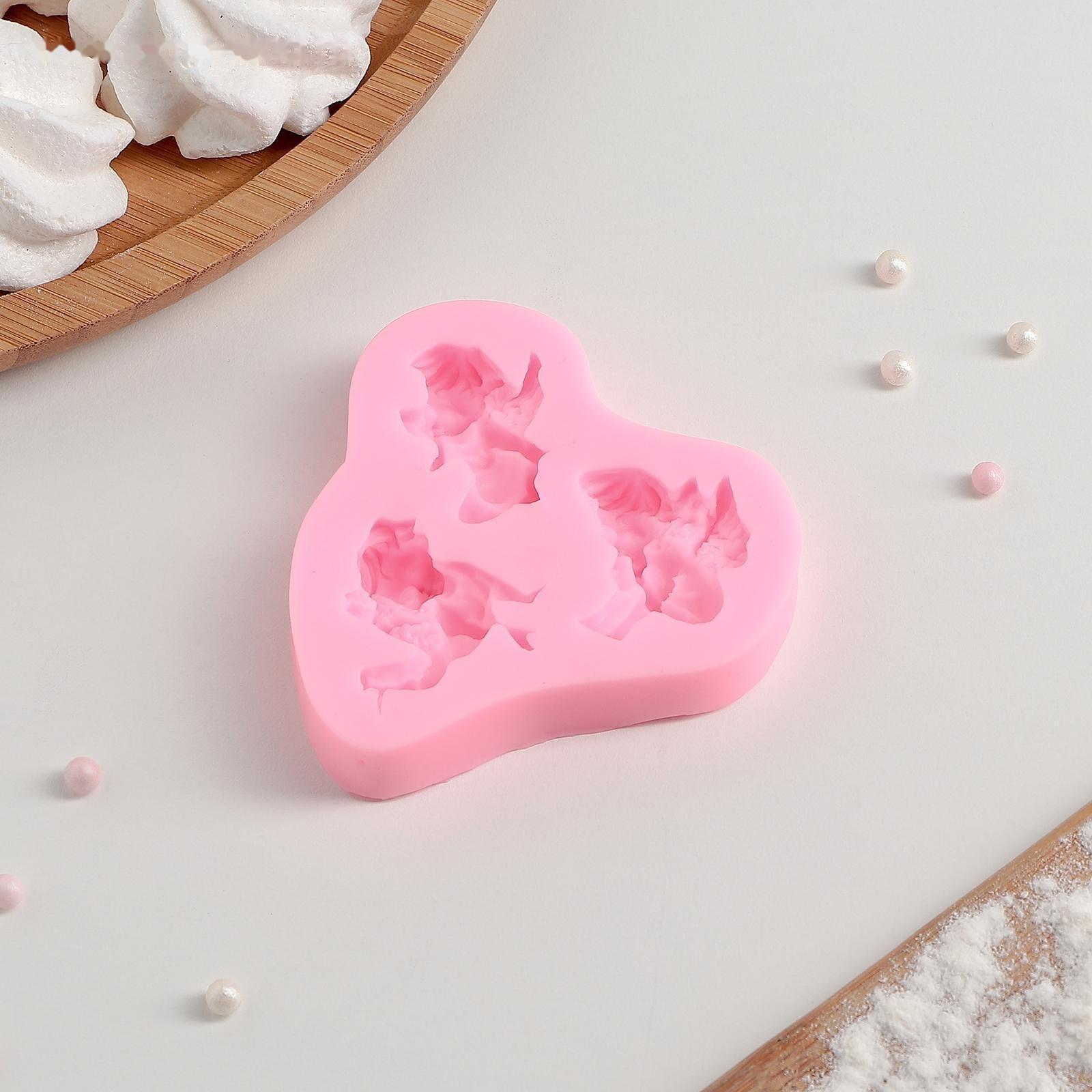 Молд силиконовый «Ангелочки в ожидании», 8×7 см, цвет розовый