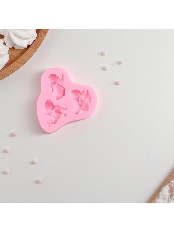 Молд силиконовый «Ангелочки в ожидании», 8×7 см, цвет розовый
