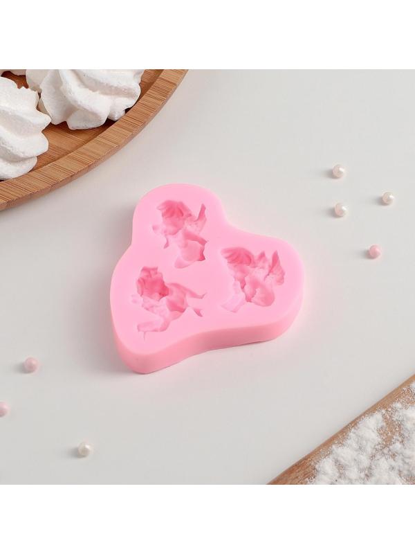 Молд силиконовый «Ангелочки в ожидании», 8×7 см, цвет розовый